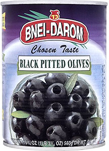 BNEI DAROM PITTED BLACK OLIVES (TIN)