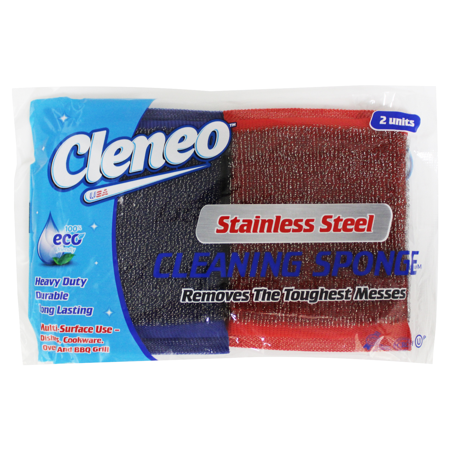 CLENEO STAINLESS STEEL CLEANING SPONGE (2 pc)