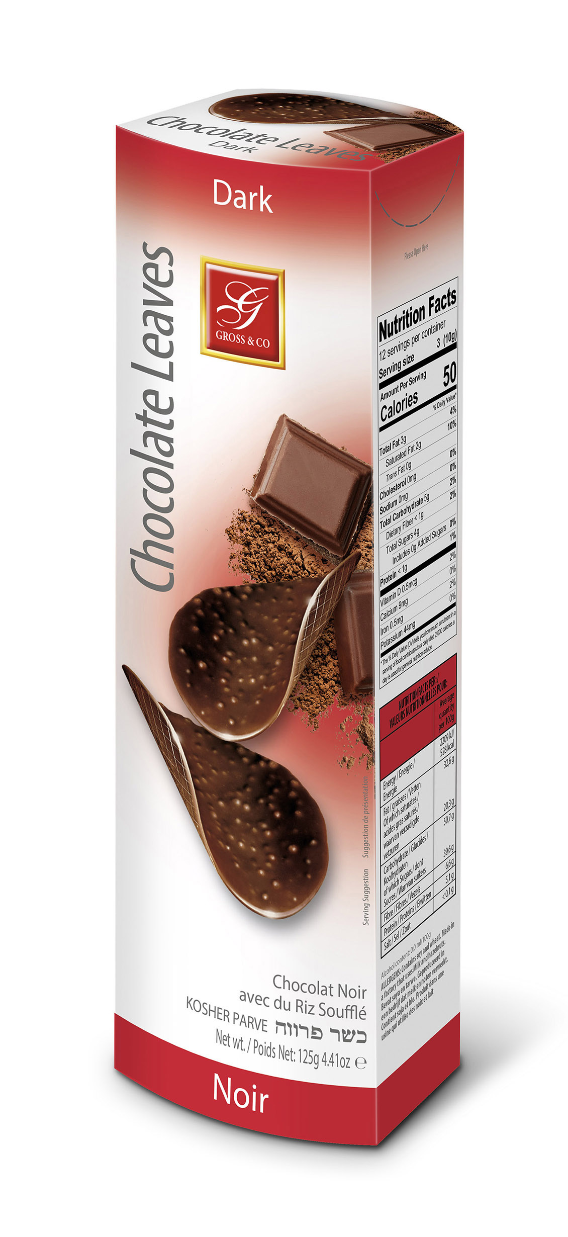 GROSS CHOCOLATE LEAVES DARK (PARVE)